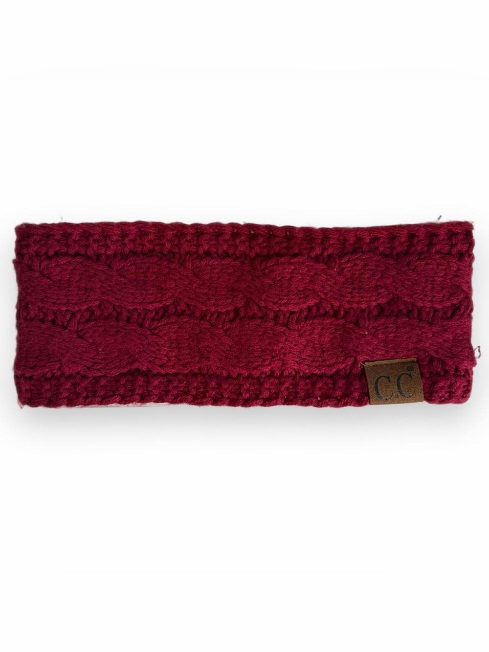 CC Burgundy Cable Knit Ear Warmer Headband